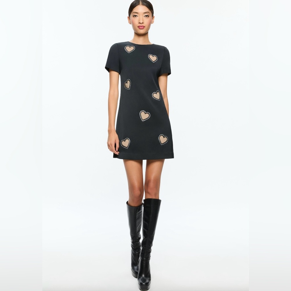 NWT Alice + Olivia Clyde Embellished Cap Sleeve Shift Dress Sz. 8 - Picture 13 of 14
